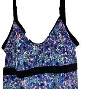 Fit 4 U Blue/Purple/Black Women's Plus Size Swimsuit Size 24W